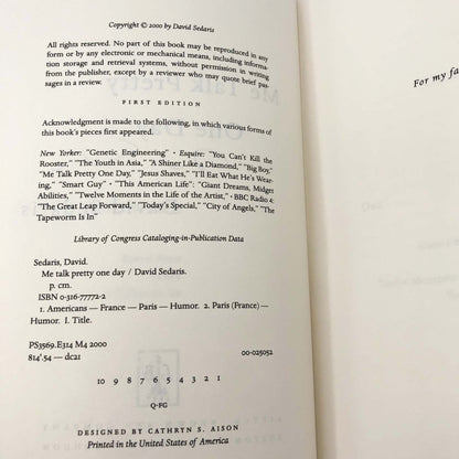 Me Talk Pretty One Day by David Sedaris SIGNED! [FIRST EDITION • FIRST PRINTING] 2000 • Little Brown