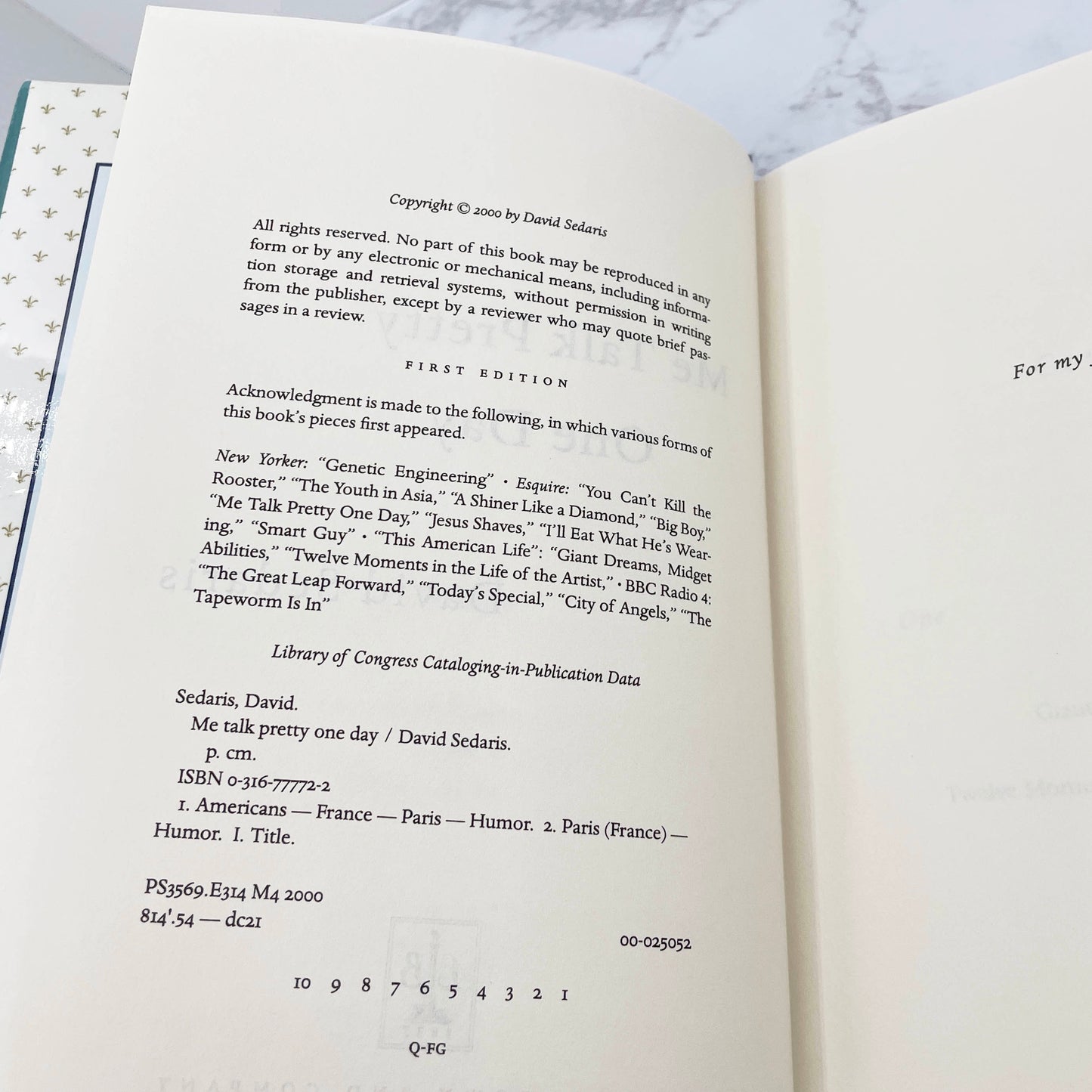 Me Talk Pretty One Day by David Sedaris [FIRST EDITION • FIRST PRINTING] 2000 • Little Brown