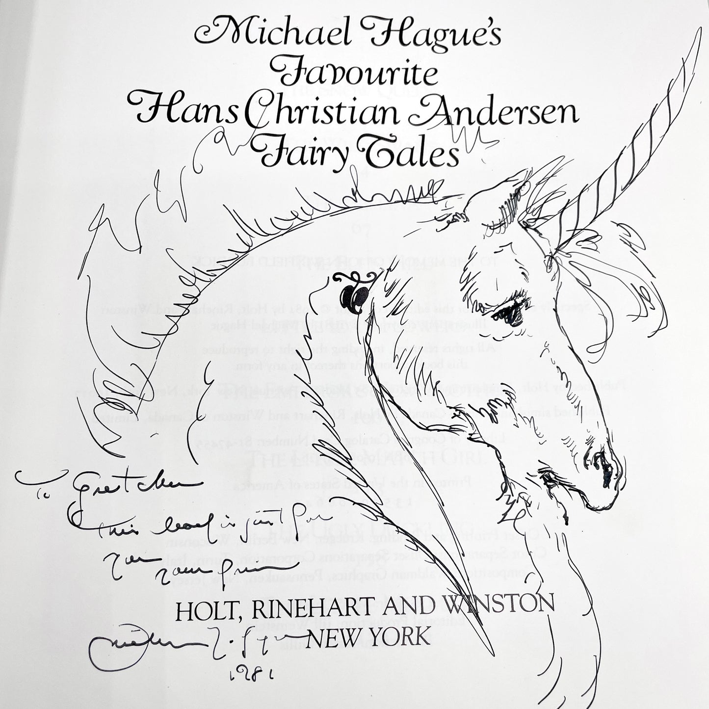 Michael Hague's Favourite Hans Christian Andersen Fairy Tales SIGNED + DOODLED! [FIRST EDITION] 1981 • Unicorn Illustration