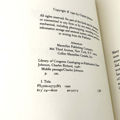 Middle Passage by Charles R. Johnson [FIRST EDITION TRADE PAPERBACK] 1990 • Atheneum
