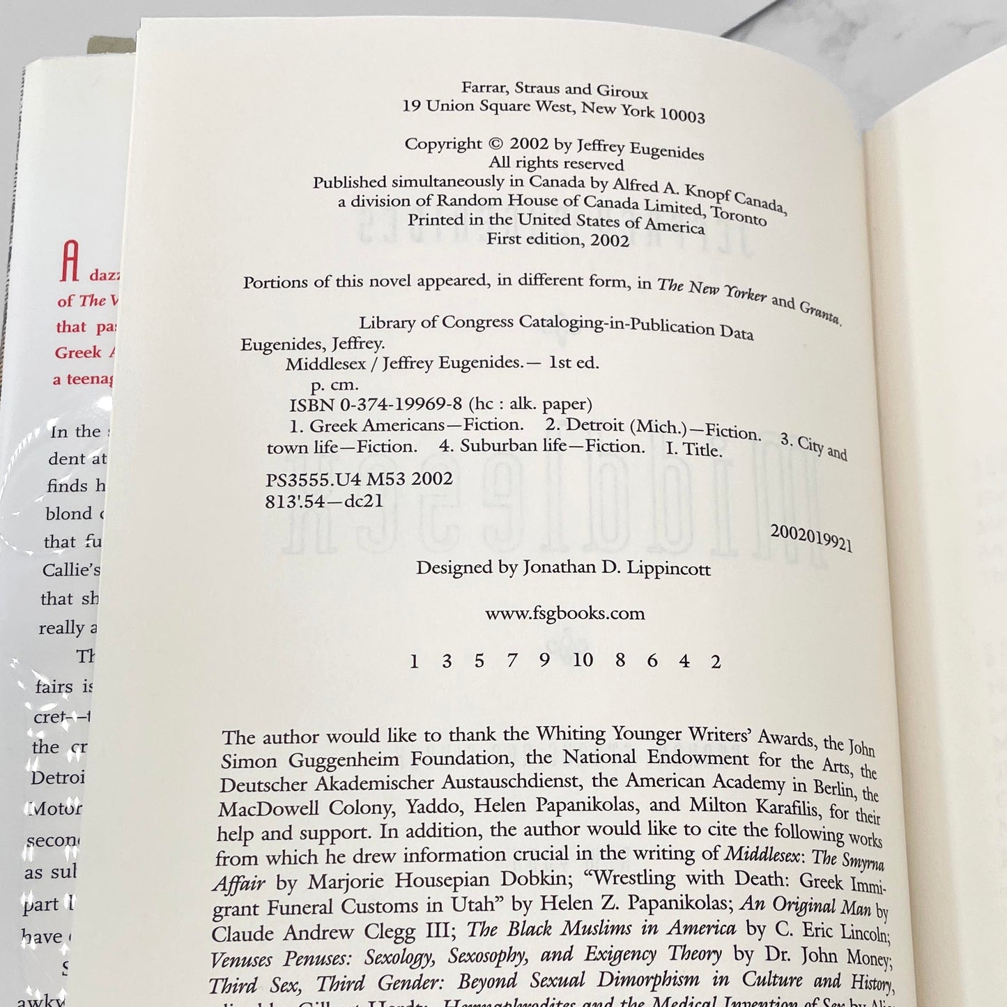 Middlesex by Jeffrey Eugenides [FIRST EDITION • FIRST PRINTING] 2002