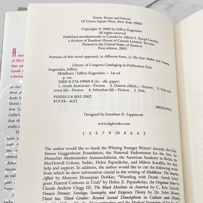 Middlesex by Jeffrey Eugenides [FIRST EDITION • FIRST PRINTING] 2002