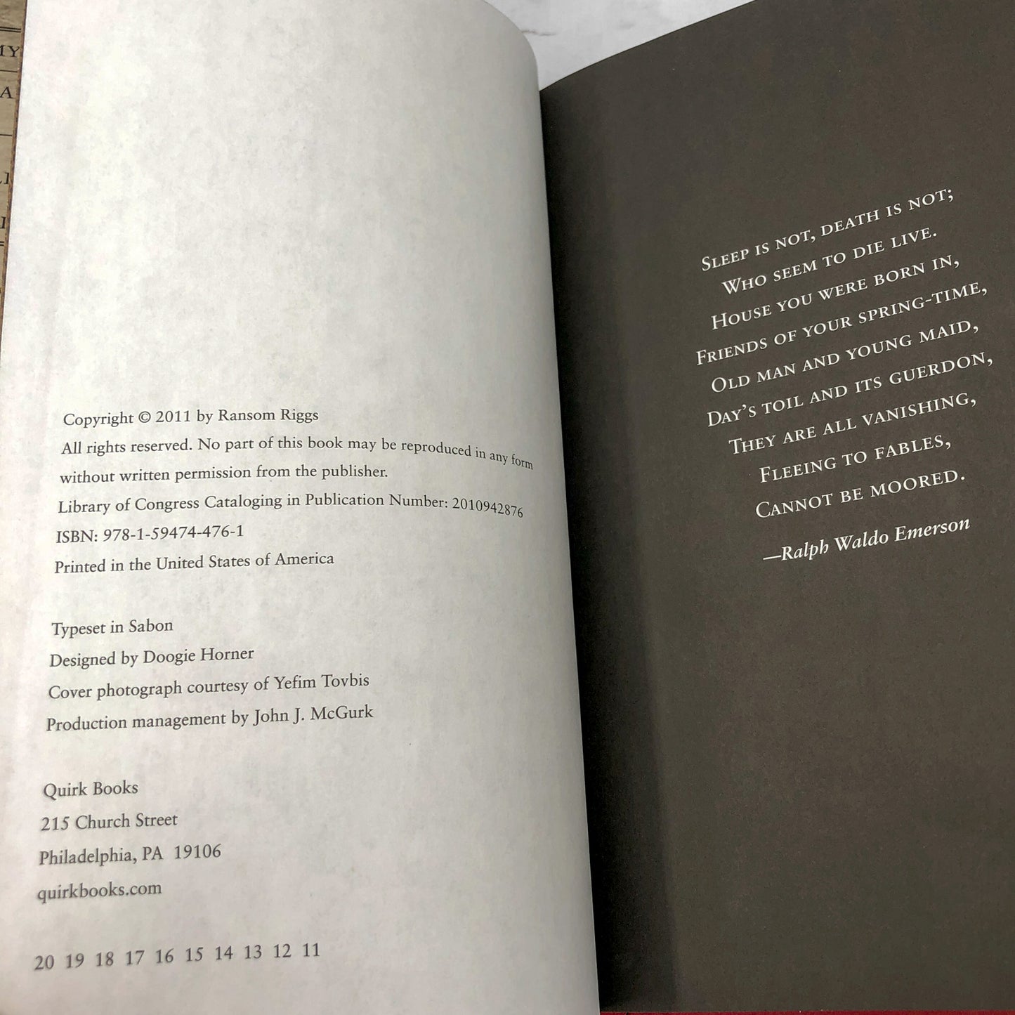 Miss Peregrine's Home for Peculiar Children by Ransom Riggs [FIRST EDITION] 2011 • Quirk