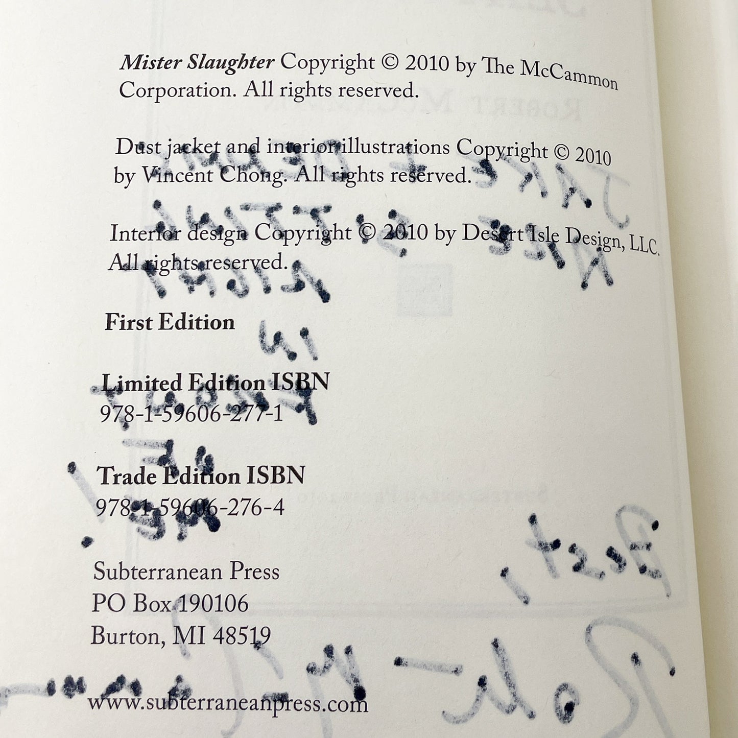 Mister Slaughter by Robert R. McCammon SIGNED! [FIRST EDITION] 2010 • Subterranean Press