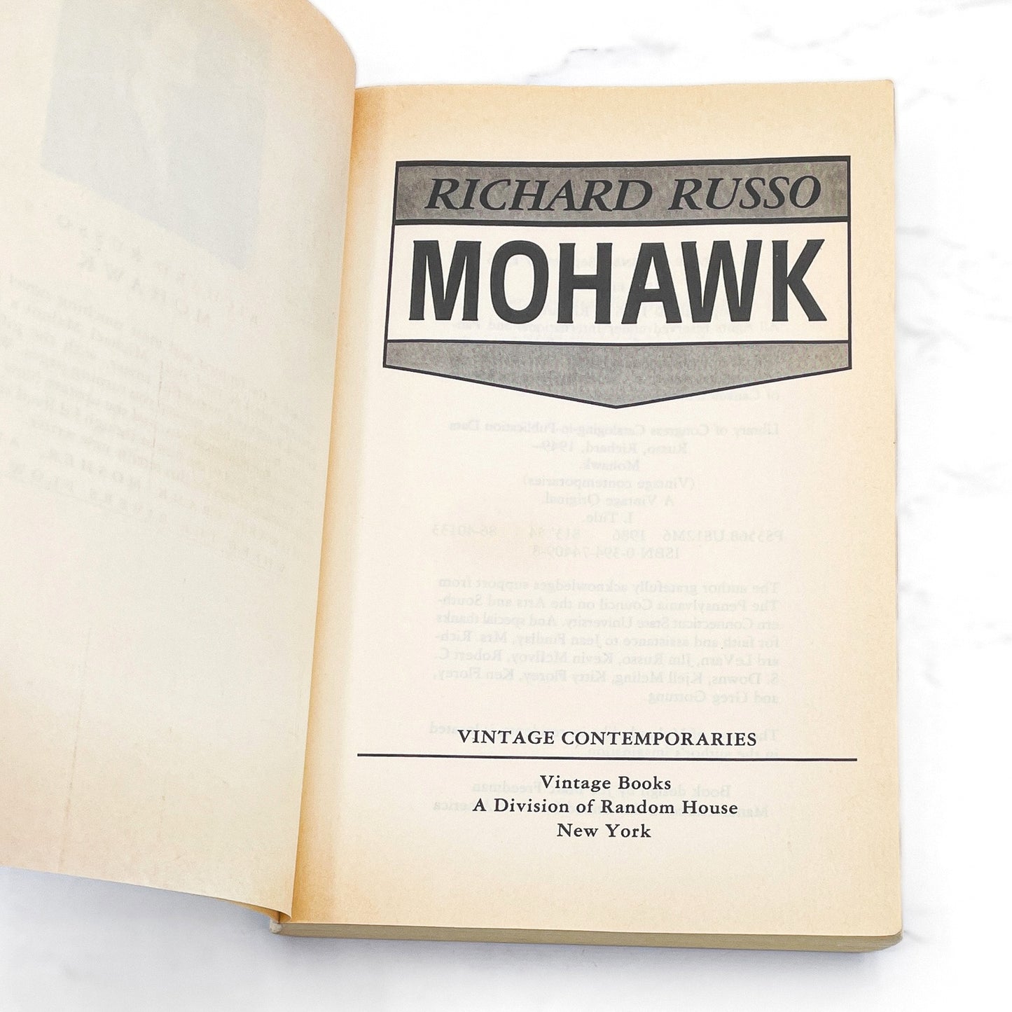 Mohawk by Richard Russo [FIRST EDITION • FIRST PRINTING] 1986 • Vintage Contemporaries