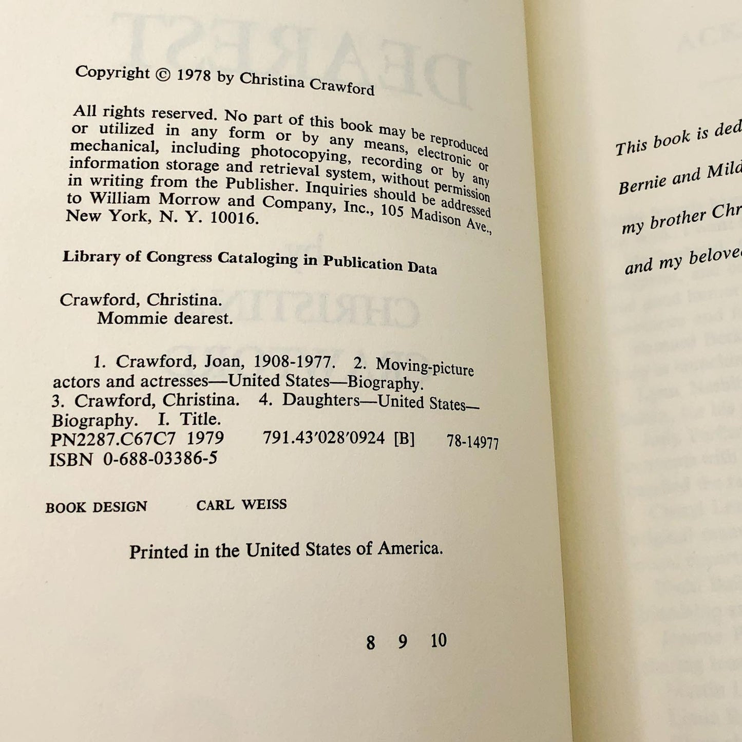 Mommie Dearest by Christina Crawford [FIRST EDITION] 1978 • William Morrow