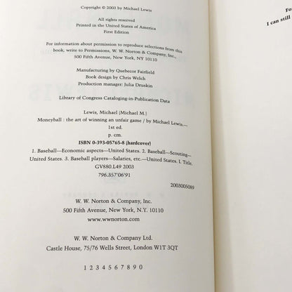 Moneyball by Michael Lewis [FIRST EDITION • FIRST PRINTING] 2003 • Norton