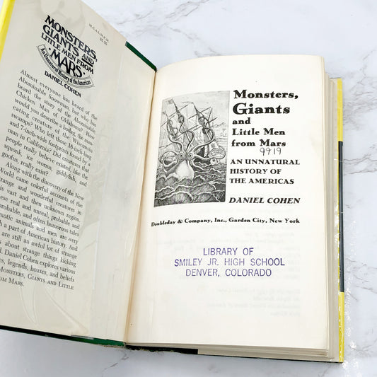 Monsters, Giants & Little Men from Mars: An Unnatural History of the Americas by Daniel Cohen [FIRST EDITION] 1975 • Doubleday *condition