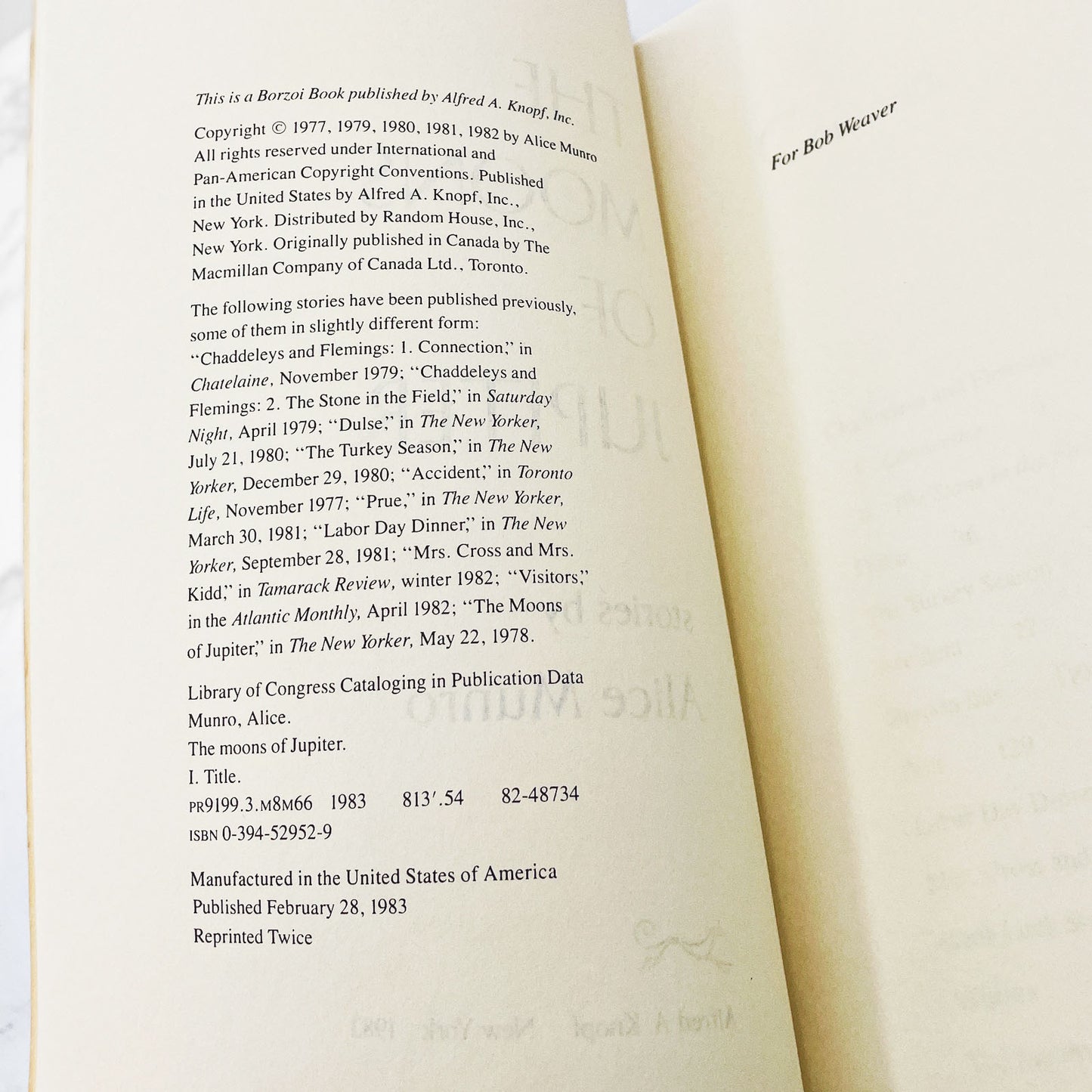 The Moons of Jupiter by Alice Munro [FIRST PAPERBACK EDITION] 1983 • Knopf