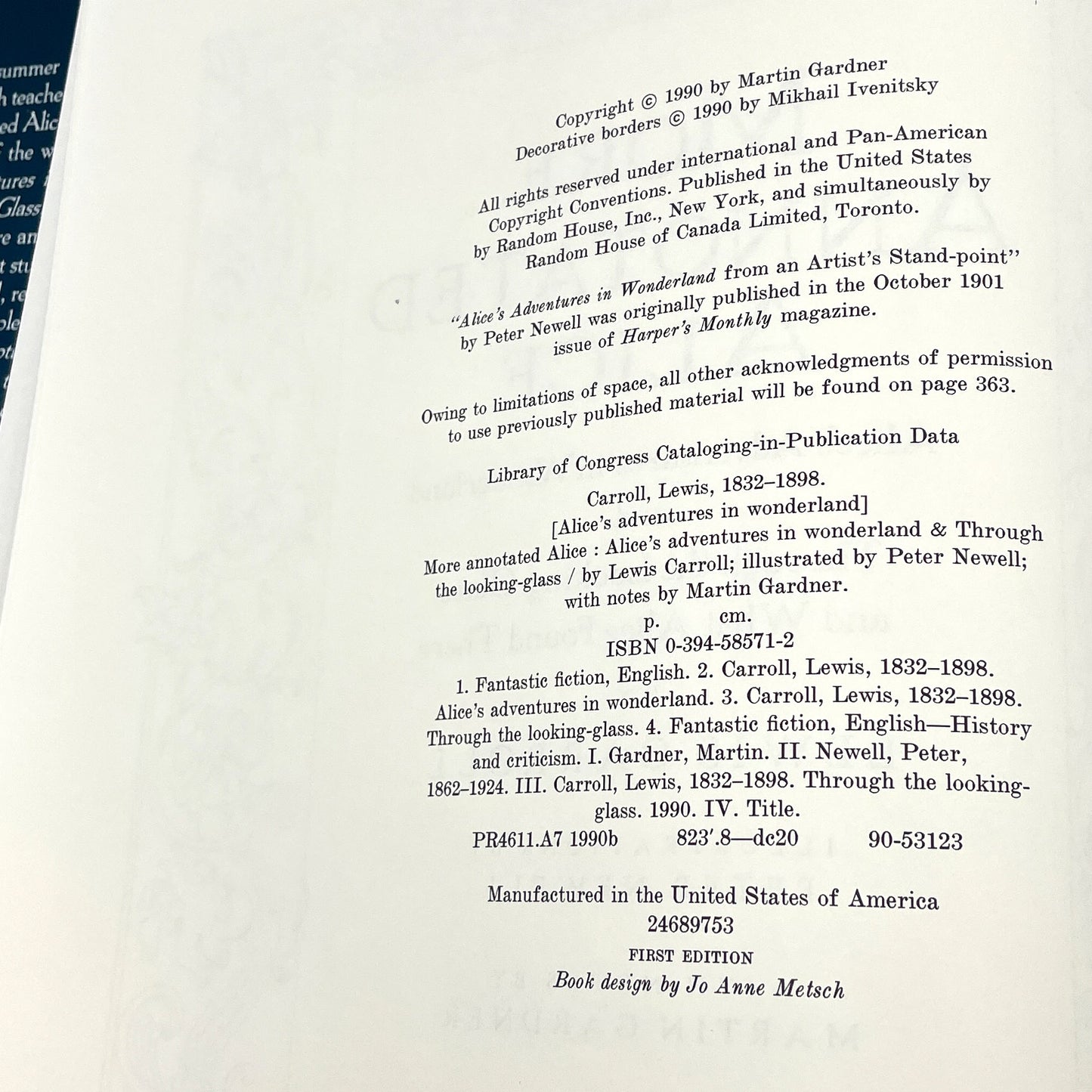 More Annotated Alice: Alice's Adventures in Wonderland & Through the Looking-Glass by Lewis Carroll w. notes by Martin Gardner [FIRST EDITION] 1990 • Random House