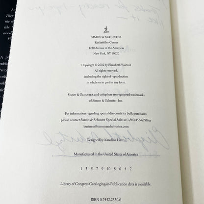 More, Now, Again: A Memoir of Addiction lby Elizabeth Wurtzel SIGNED! [FIRST EDITION • FIRST PRINTING] 2002