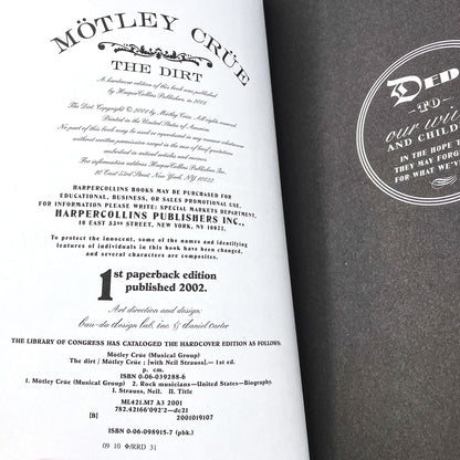 The Dirt: Confessions of the World's Most Notorious Rock Band by Mötley Crüe [FIRST PAPERBACK EDITION] 2002 • Harper