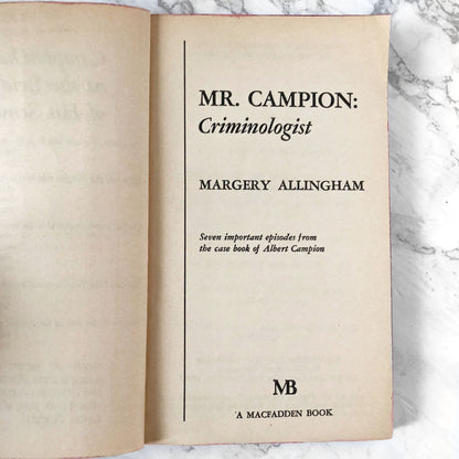 Mr. Campion: Criminologist by Margery Allingham [FIRST PAPERBACK PRINTING] 1963 • MacFadden
