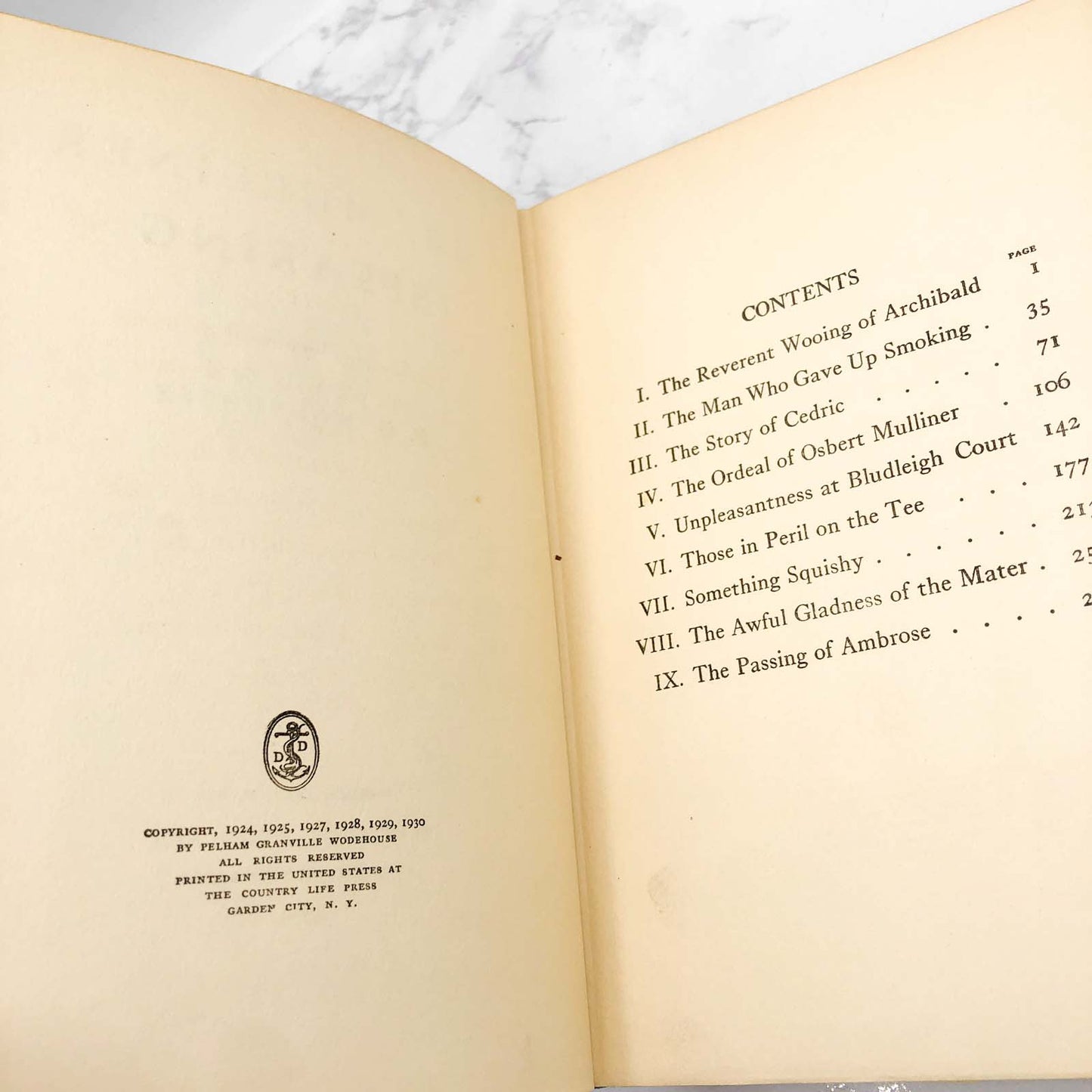 Mr. Mulliner Speaking by P.G. Wodehouse [U.S. FIRST EDITION • FIRST PRINTING] 1930 • Doubleday Doran & Co.