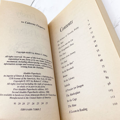 Mrs. Frisby and The Rats of NIMH by Robert C. O'Brien [TRADE PAPERBACK] 1986 • Aladdin