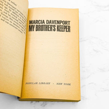 My Brother's Keeper by Marcia Davenport [FIRST PAPERBACK PRINTING] 1954 • Popular Library