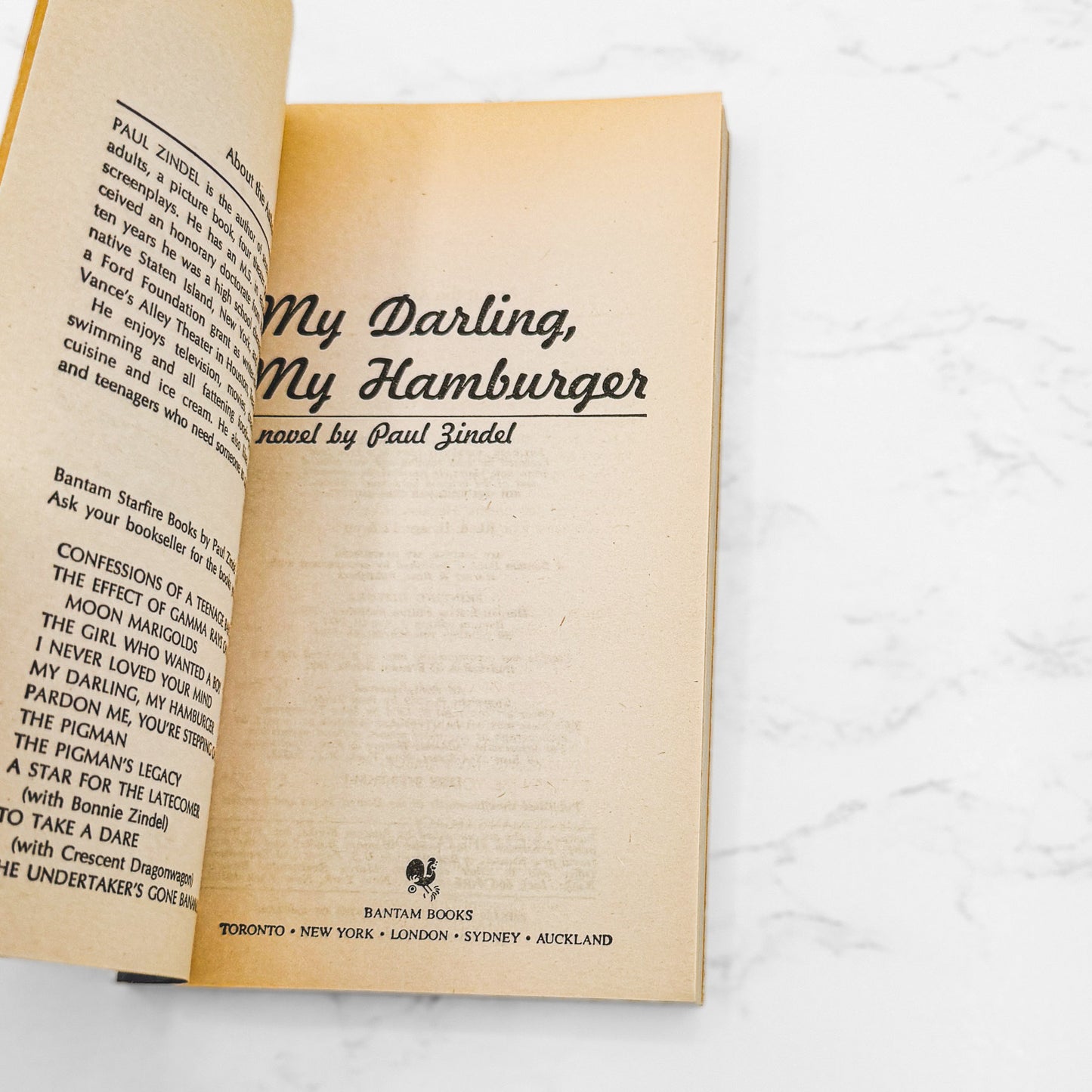 My Darling, My Hamburger by Paul Zindel [1984 PAPERBACK] • Bantam Starfire