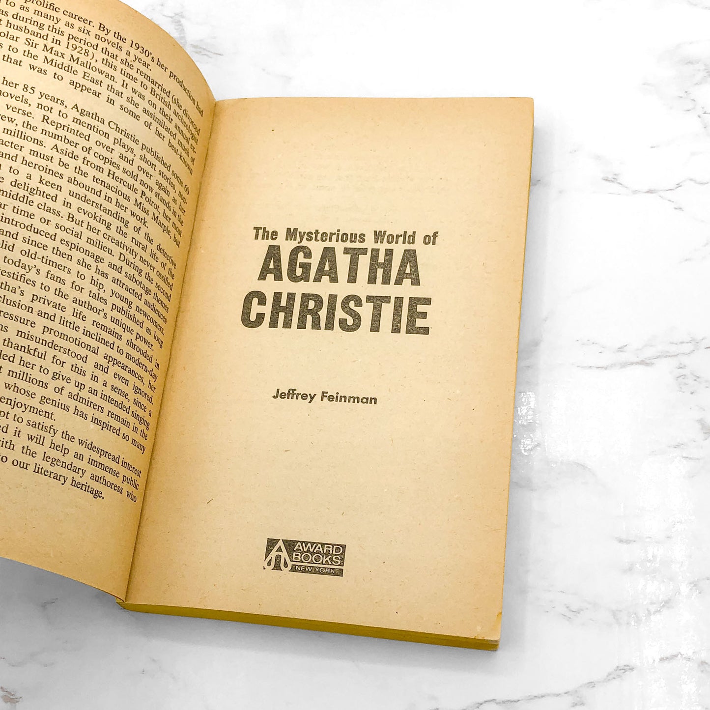 The Mysterious World of Agatha Christie by Jeffrey Feinman [FIRST PAPERBACK PRINTING] 1975 • Award Books