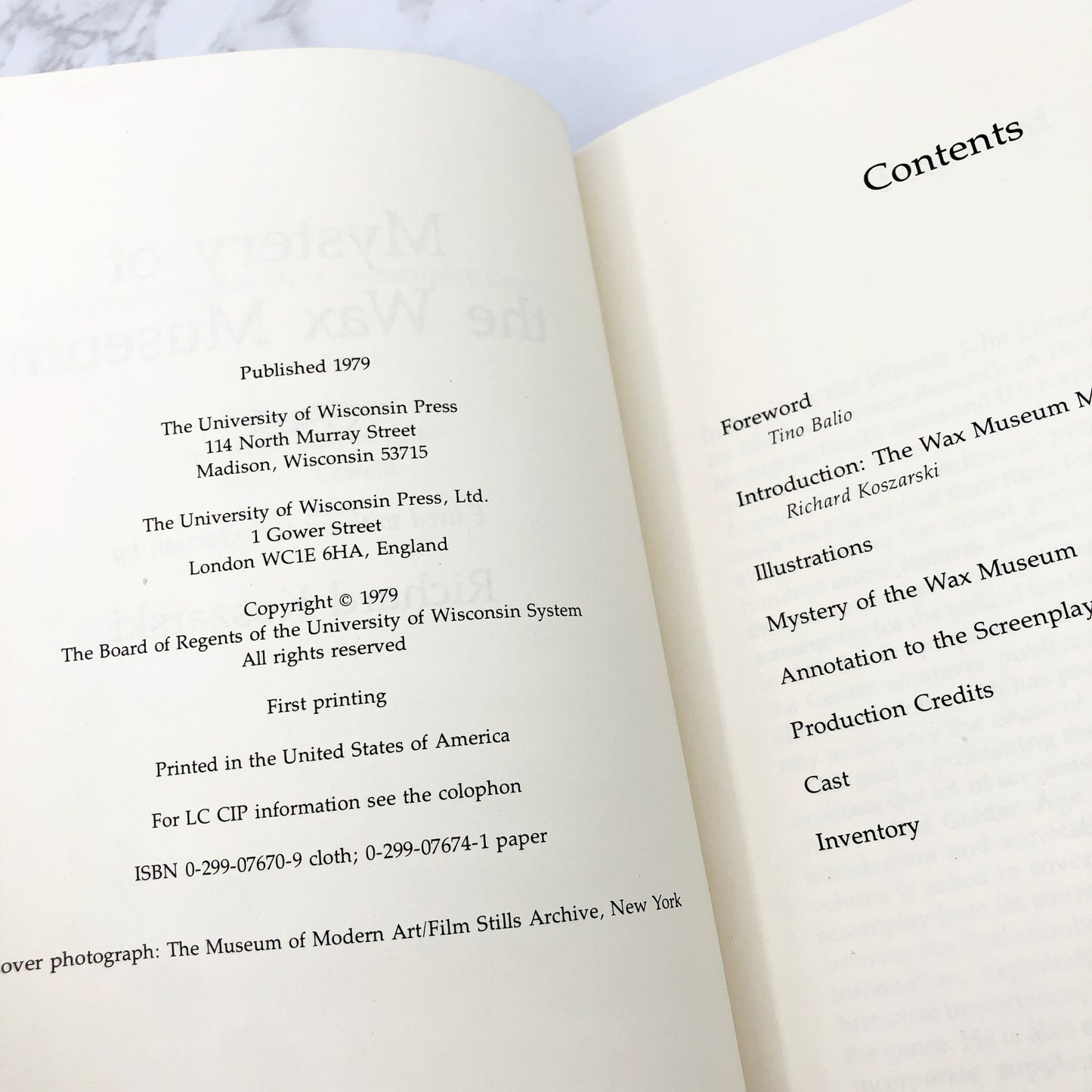 Mystery of the Wax Museum edited by Richard Koszarski [FIRST EDITION] • 1979 • University of Wisconsin Press