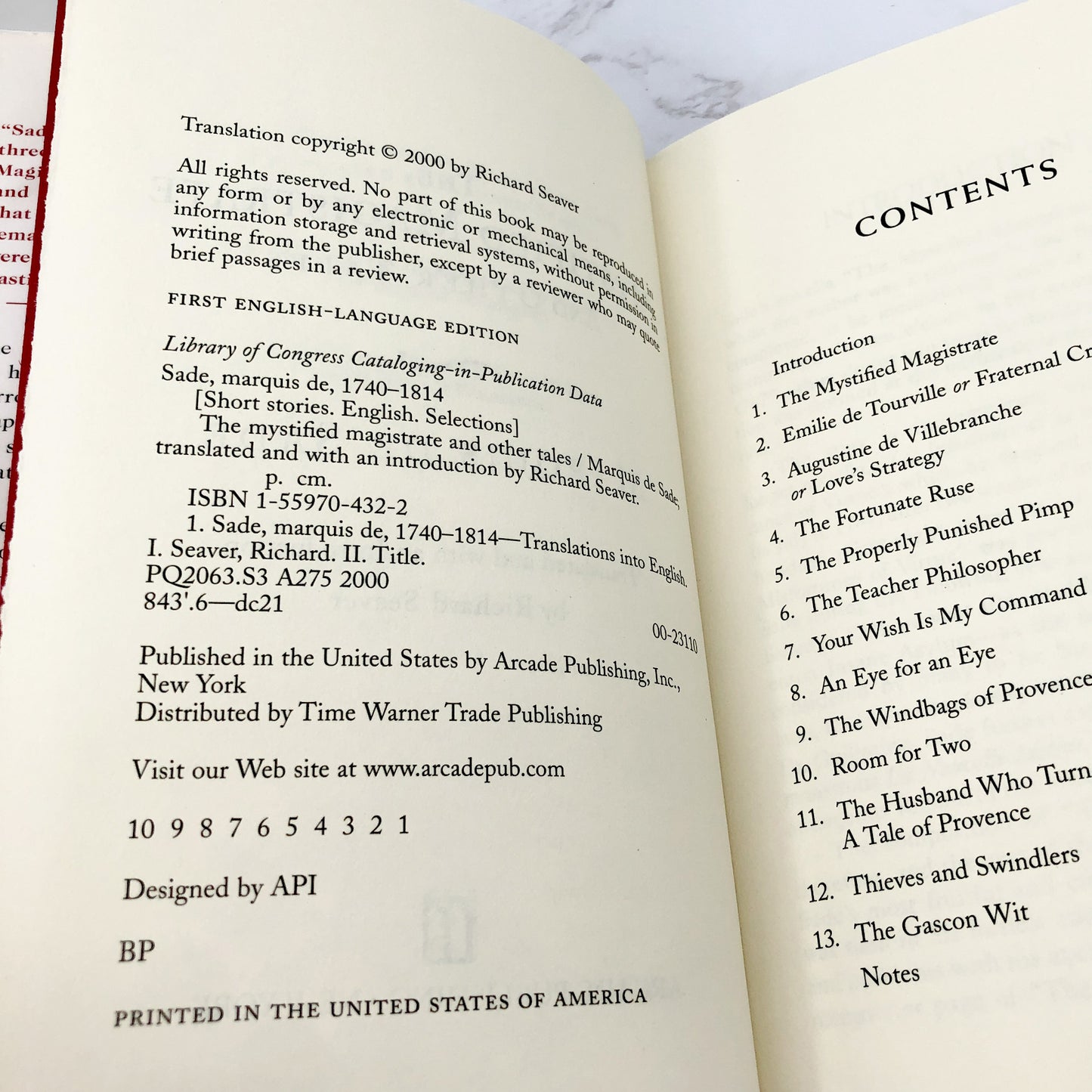 The Mystified Magistrate & Other Tales by the Marquis de Sade [FIRST EDITION • FIRST PRINTING] 2000