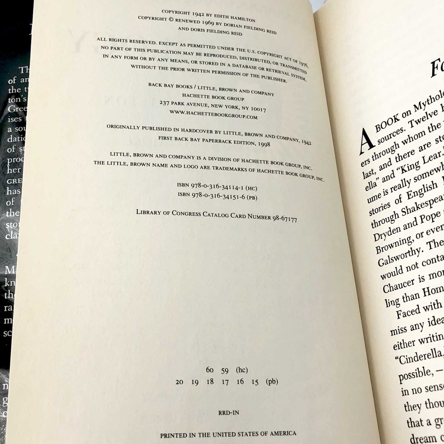 Mythology by Edith Hamilton [ILLUSTRATED HARDCOVER RE-ISSUE] 1998 • Little Brown