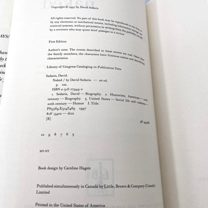 Naked by David Sedaris [FIRST EDITION] 1997 • 5th Printing • Little Brown