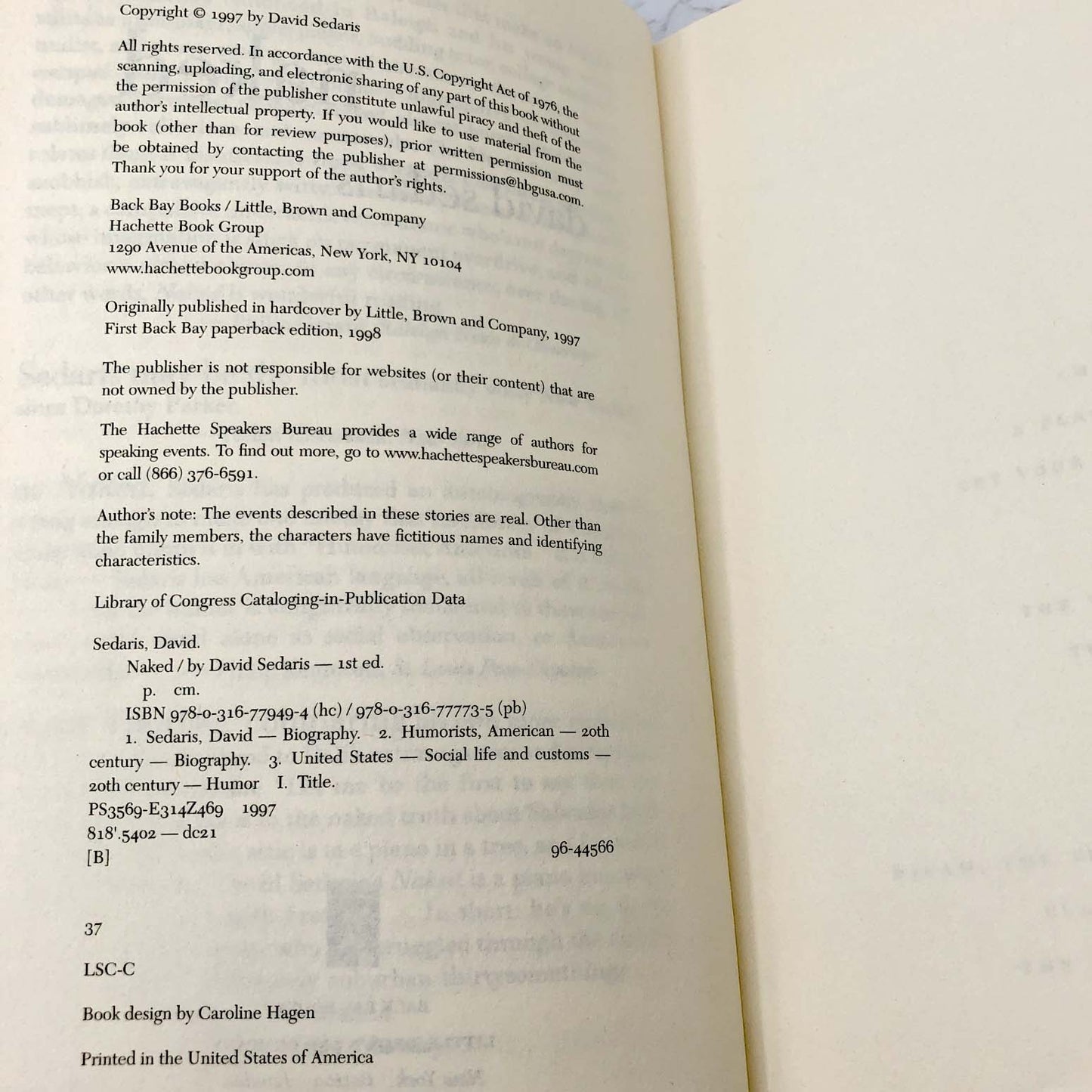 Naked by David Sedaris [TRADE PAPERBACK RE-PRINT] 1998 • Later Printing • Back Bay Books