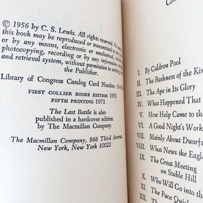 The Last Battle by C.S. Lewis [1971 PAPERBACK] • Collier • Chronicles of Narnia #7