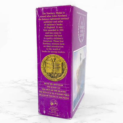 The Newbery Award Library [TRADE PAPERBACK BOX SET] 1989 • Dell [Island of the Blue Dolphins, The Witch of Blackbird Pond, The Sign of the Beaver, One-Eyed Cat & Dear Mr. Henshaw]