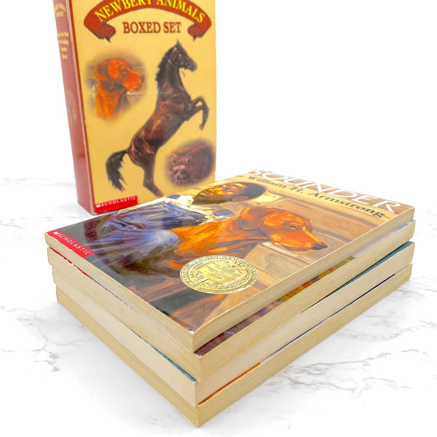 The Newbery Animals Boxed Set (King of the Wind, The Fledgling, Sounder & Rascal) [TRADE PAPERBACK BOX SET] 2002 • Scholastic