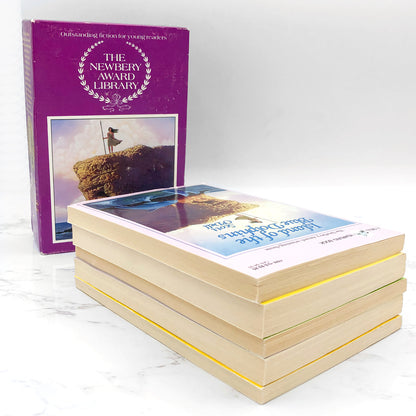The Newbery Award Library [TRADE PAPERBACK BOX SET] 1989 • Dell [Island of the Blue Dolphins, The Witch of Blackbird Pond, The Sign of the Beaver, One-Eyed Cat & Dear Mr. Henshaw]