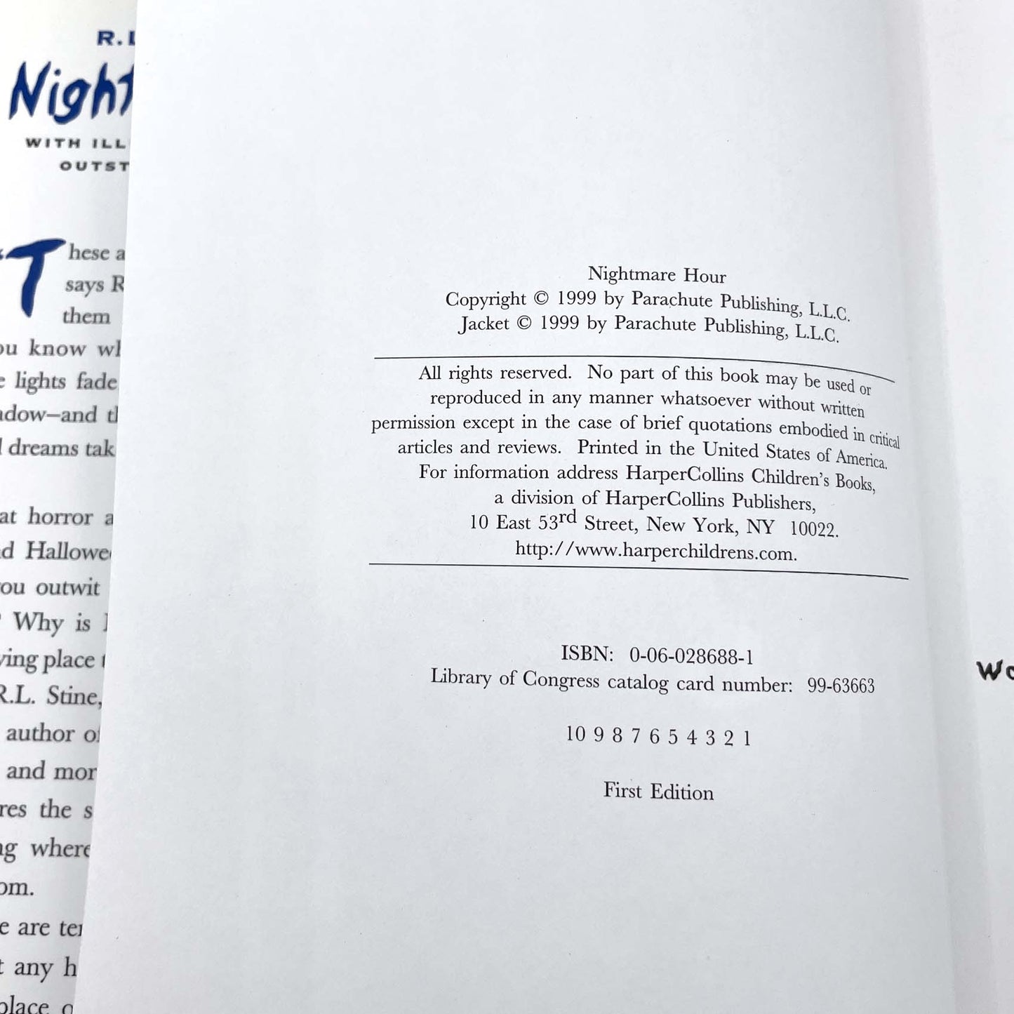 Nightmare Hour by R.L. Stine [FIRST EDITION • FIRST PRINTING] 1999 • HarperCollins