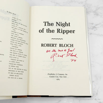 The Night of the Ripper by Robert Bloch SIGNED! [FIRST EDITION • FIRST PRINTING] 1984 • Doubleday