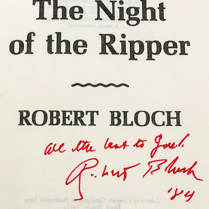 The Night of the Ripper by Robert Bloch SIGNED! [FIRST EDITION • FIRST PRINTING] 1984 • Doubleday