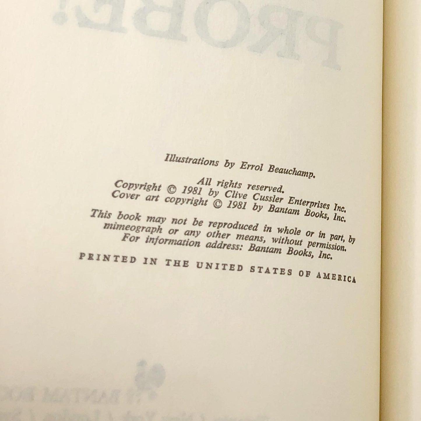 Night Probe! by Clive Cussler SIGNED! [FIRST BOOK CLUB EDITION] 1981 • Bantam