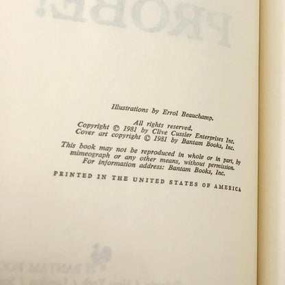 Night Probe! by Clive Cussler SIGNED! [FIRST BOOK CLUB EDITION] 1981 • Bantam