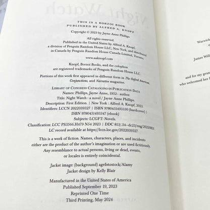 Night Watch by Jayne Anne Phillips [FIRST EDITION] 2023 • Knopf