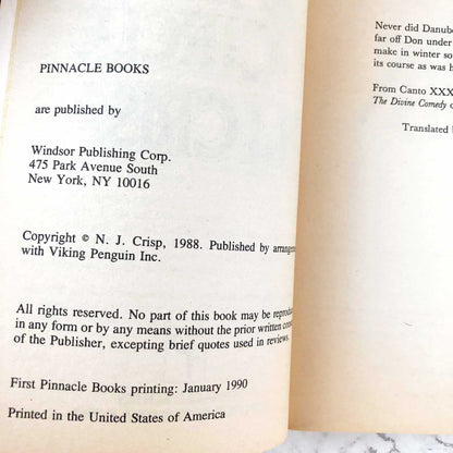 The Ninth Circle by N.J. Crisp [FIRST PAPERBACK PRINTING] 1990 • Pinnacle