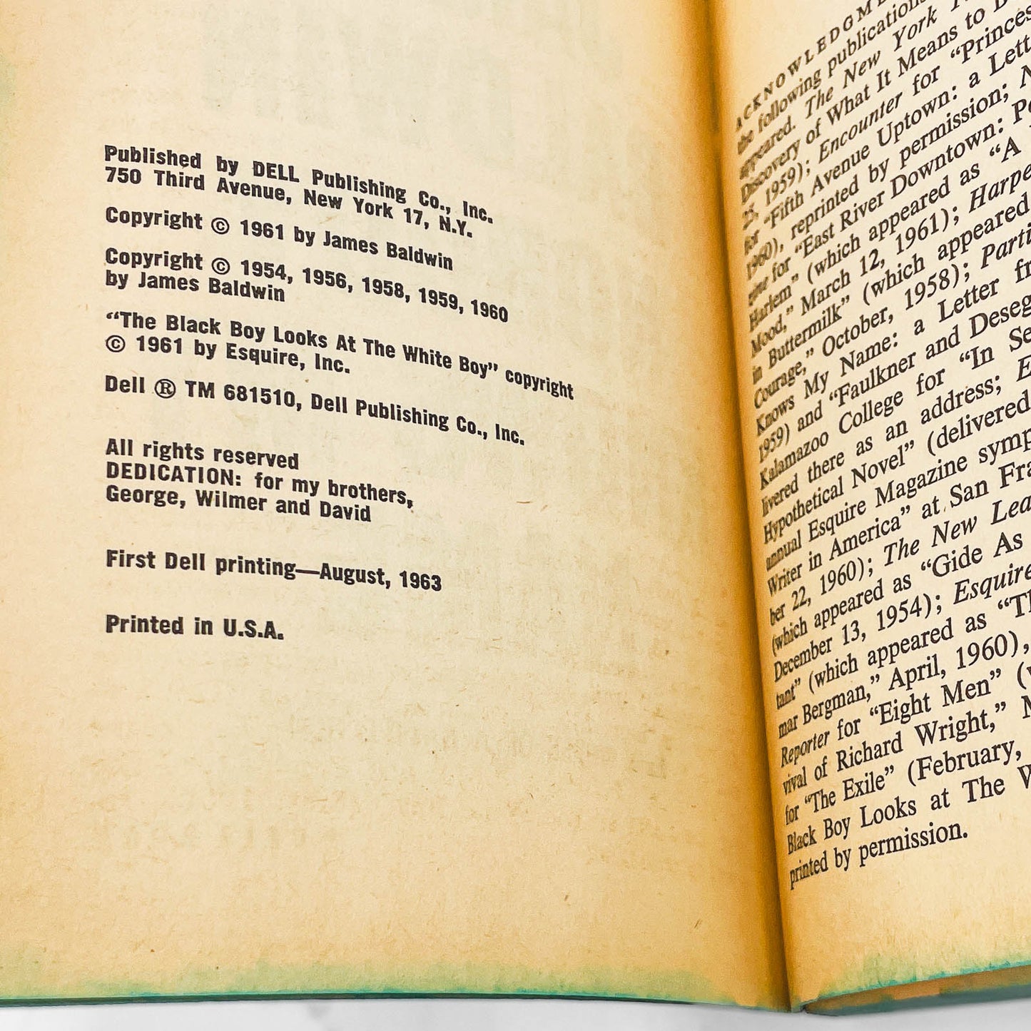 Nobody Knows My Name by James Baldwin [FIRST PAPERBACK PRINTING] 1963 • Dell *See Condition