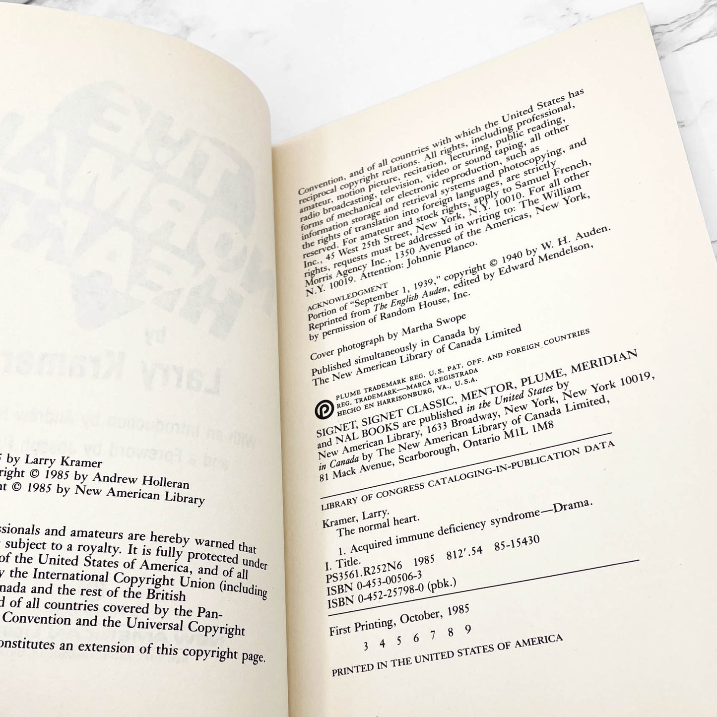 The Normal Heart by Larry Kramer [FIRST EDITION] 1985 • 3rd Printing • Plume