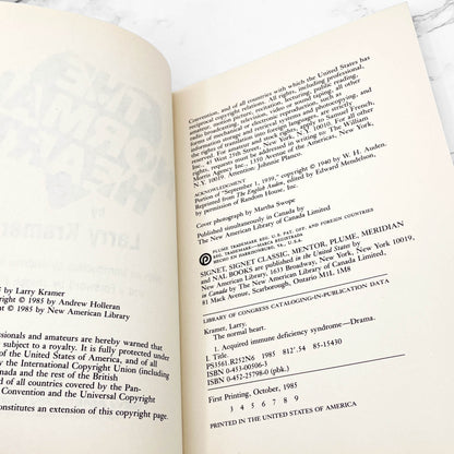 The Normal Heart by Larry Kramer [FIRST EDITION] 1985 • 3rd Printing • Plume