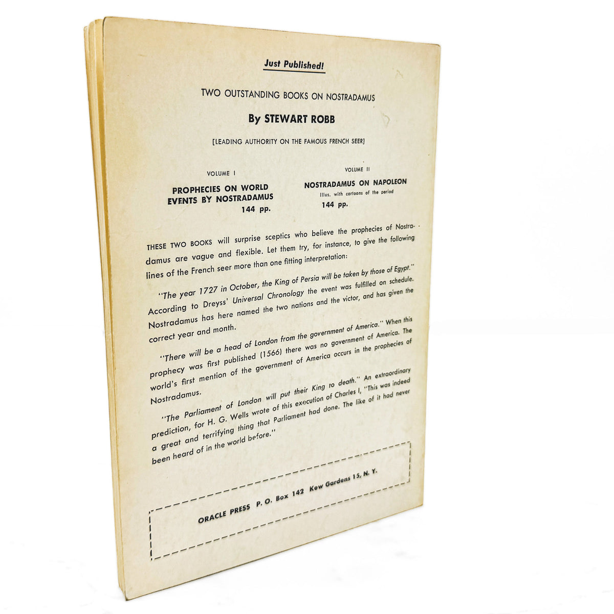 Nostradamus on Napoleon by Stewart Robb [FIRST EDITION] 1961 • Oracle Press