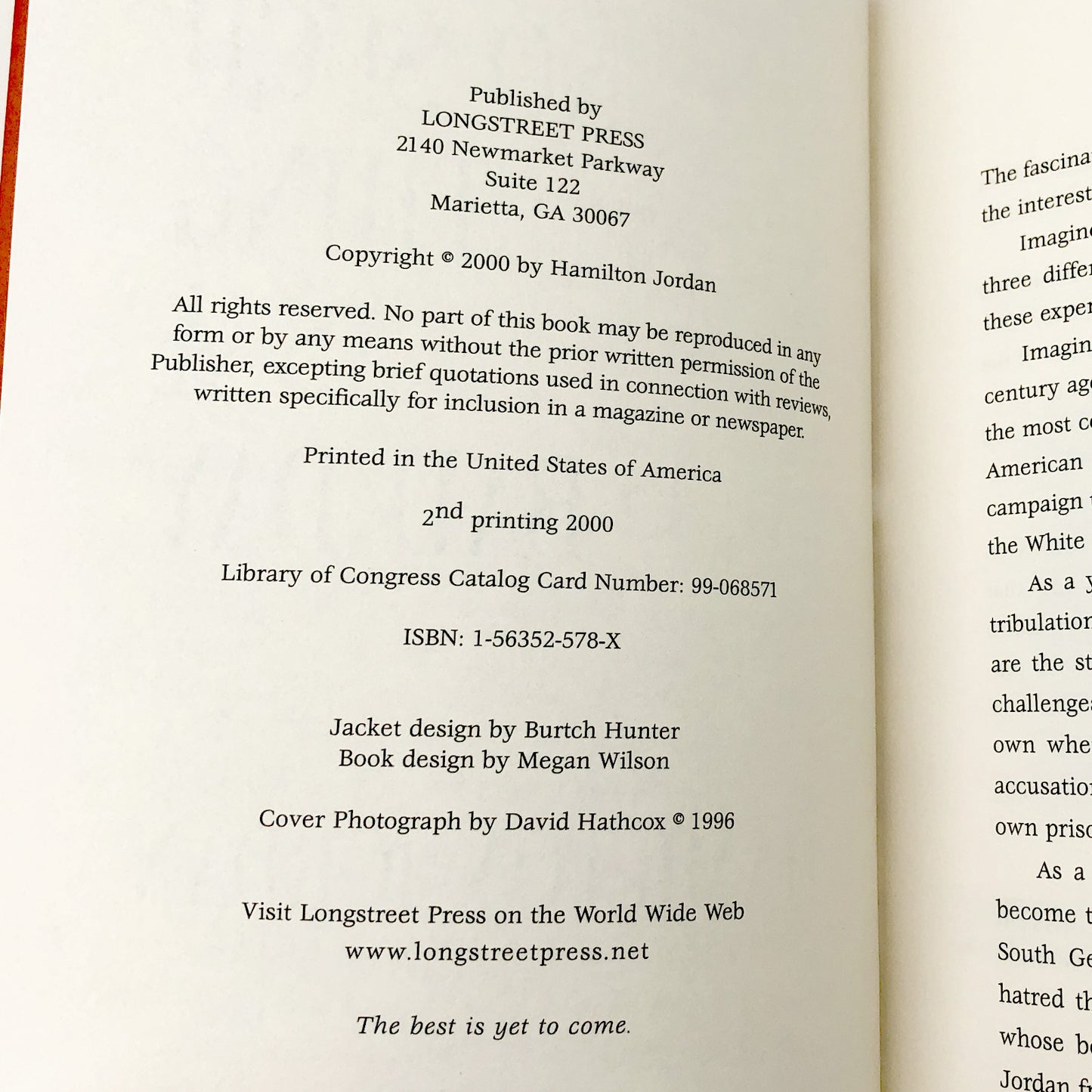 No Such Thing As a Bad Day: A Memoir by Hamilton Jordan SIGNED! [FIRST EDITION] 2000