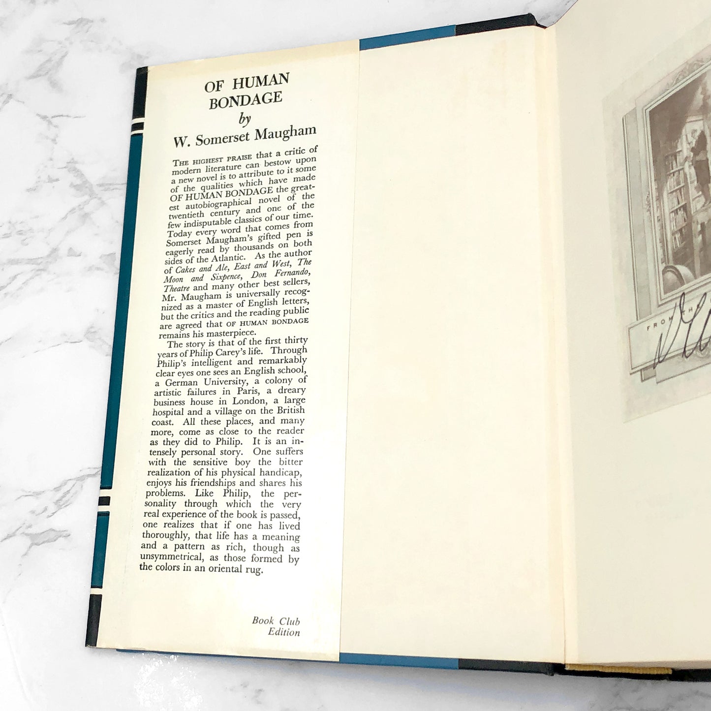 Of Human Bondage by W. Somerset Maugham [FIRST BOOK CLUB EDITION] 1936 • Doubleday & Company