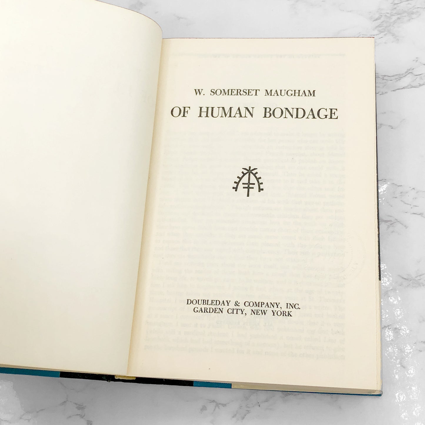Of Human Bondage by W. Somerset Maugham [FIRST BOOK CLUB EDITION] 1936 • Doubleday & Company