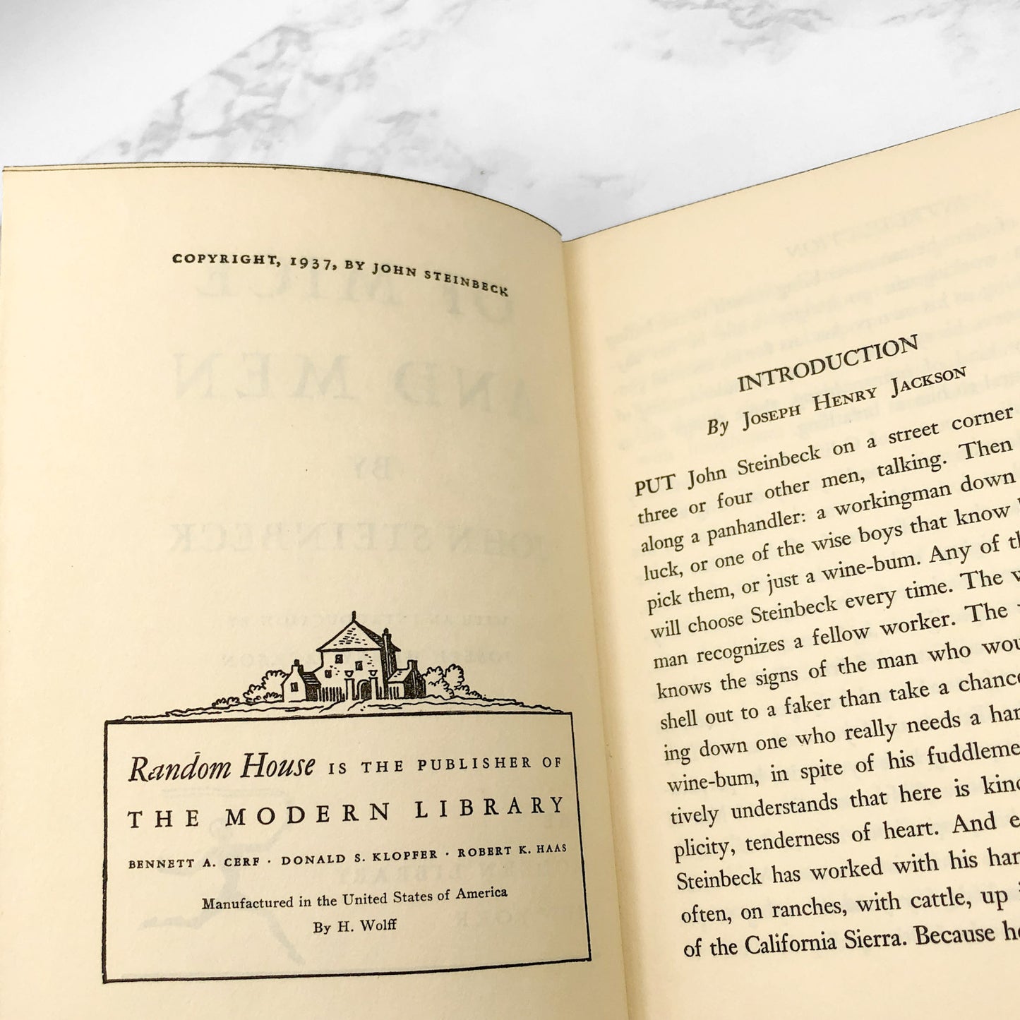 Of Mice And Men by John Steinbeck [ANTIQUE HARDCOVER] 1937 • The Modern Library #29