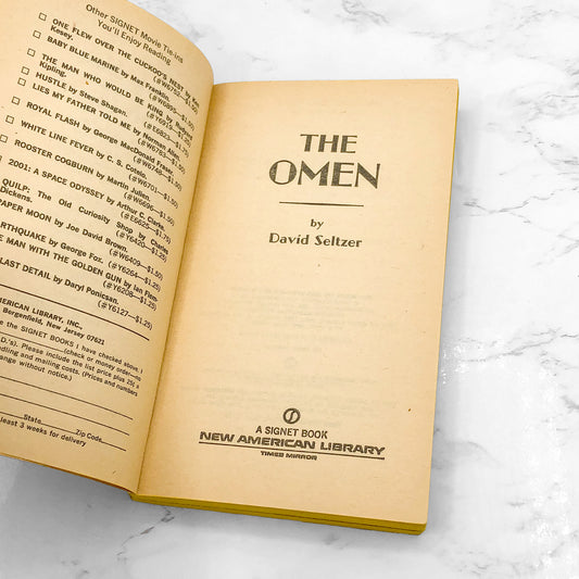 The Omen by David Seltzer [FIRST PAPERBACK EDITION] 1976 • Signet