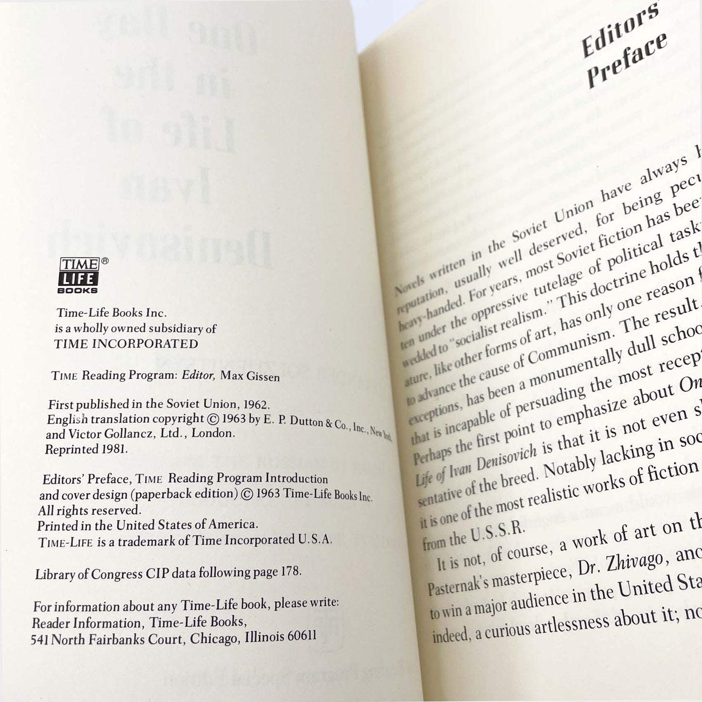 One Day in the Life of Ivan Denisovich by Aleksandr Solzhenitsyn [TRADE PAPERBACK] 1963 • Time Life