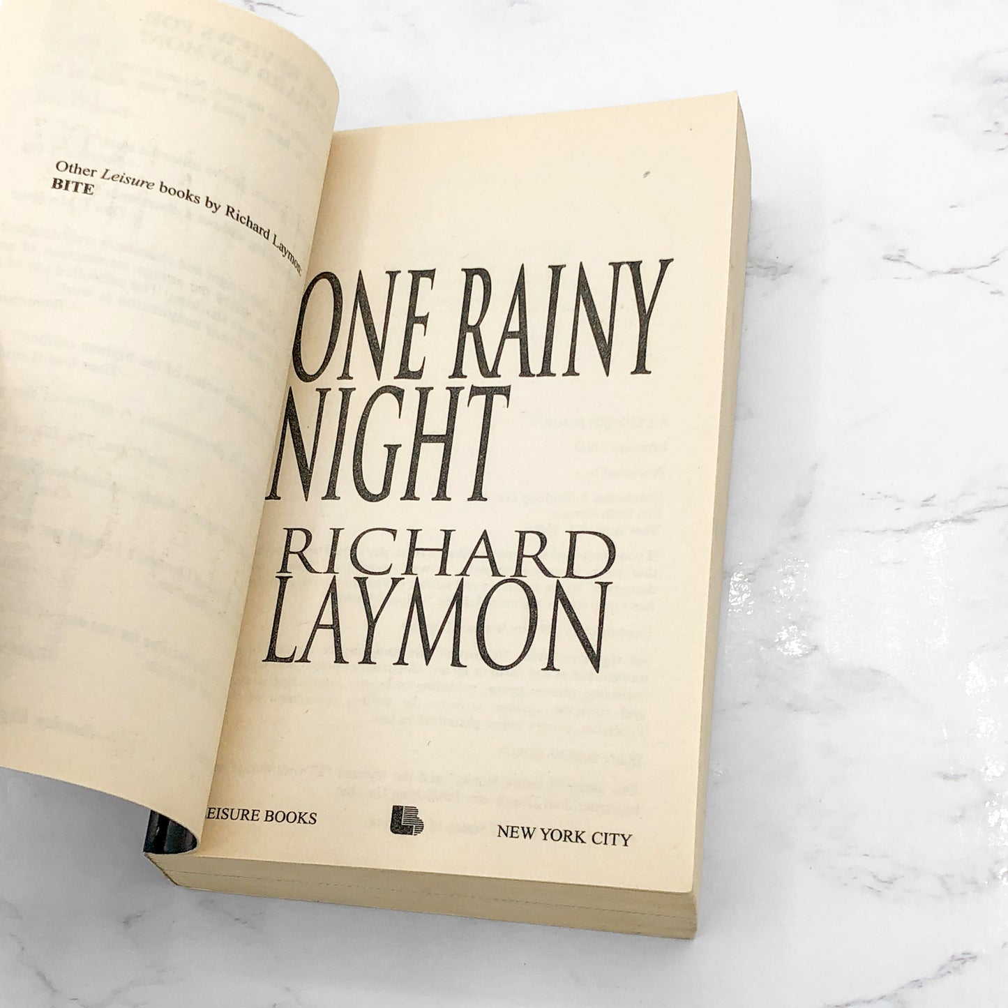 One Rainy Night by Richard Laymon [2000 PAPERBACK] • Leisure Horror