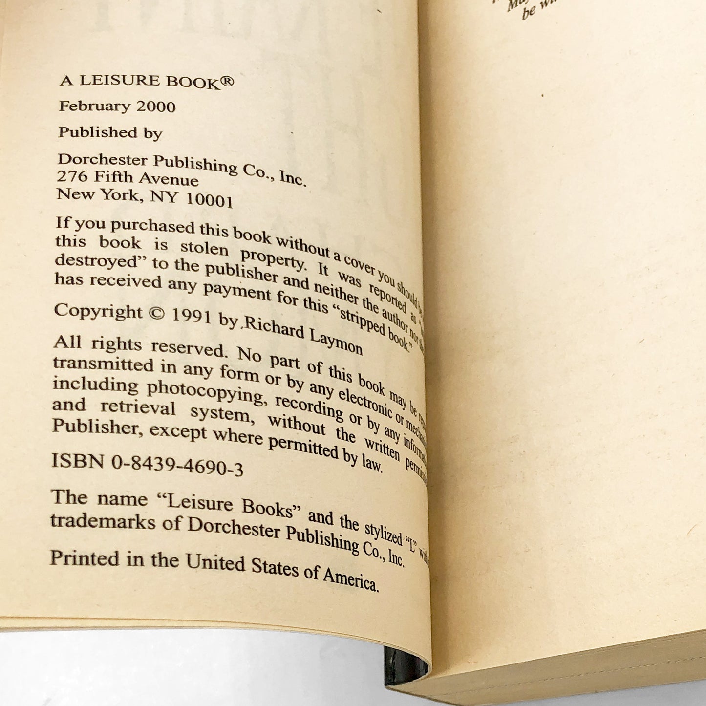One Rainy Night by Richard Laymon [2000 PAPERBACK] • Leisure Horror